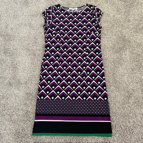 Evan-Picone Dress Geometric Print Cap Sleeve Stretch Women's Size 8 - Picture 12 of 14
